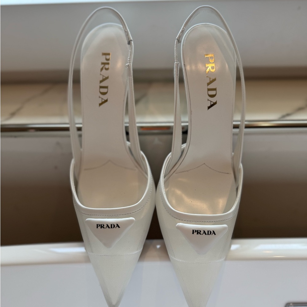 Prada Women's White Pointed-Toe Heels - Picture 2 of 8